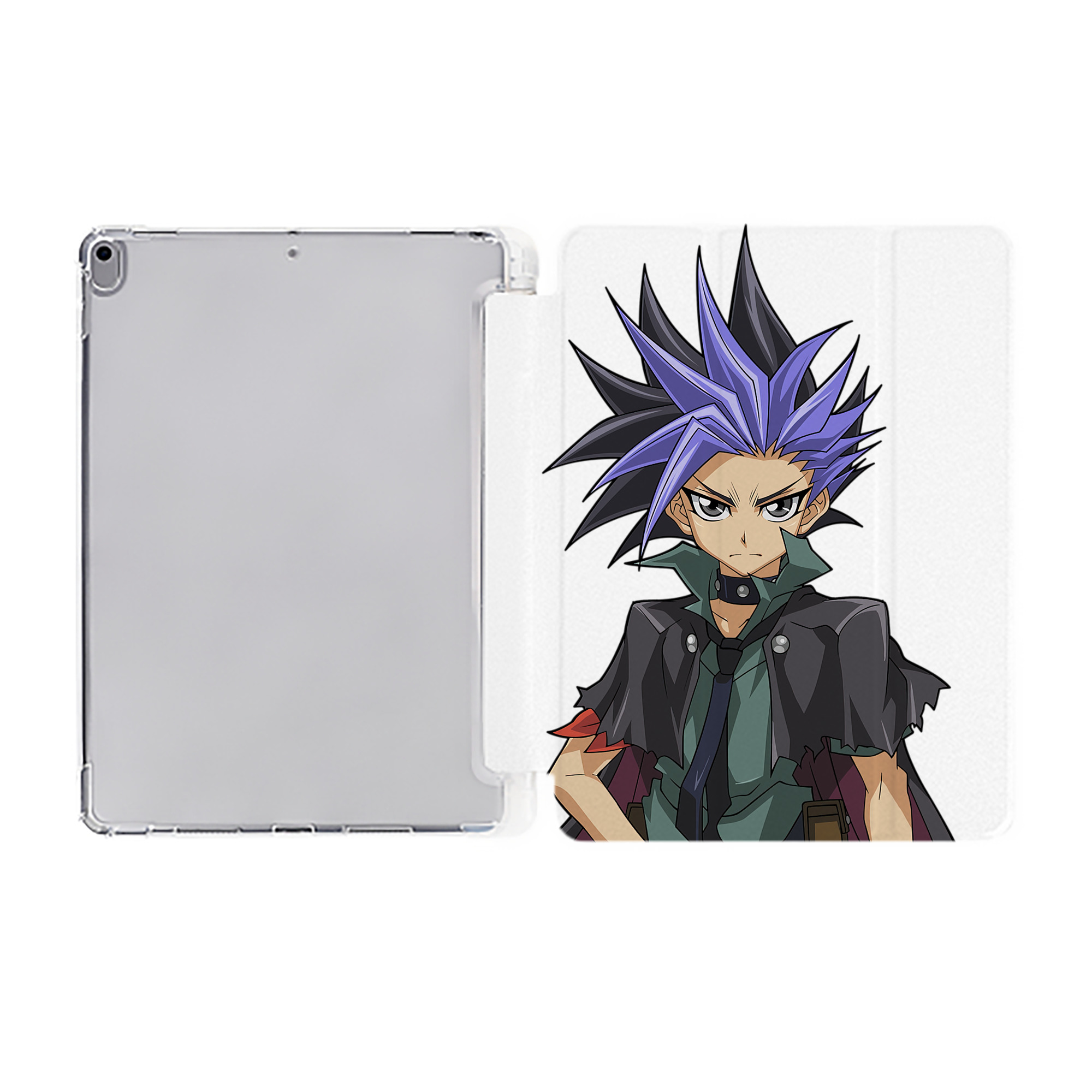 （画像用） 遊☆戯☆王 Yu-Gi-Oh! IPad ケース ペン収納付き 三つ折りスタンド PUレザー×シリコン 対応機種9.5/10.5/10.9インチ
